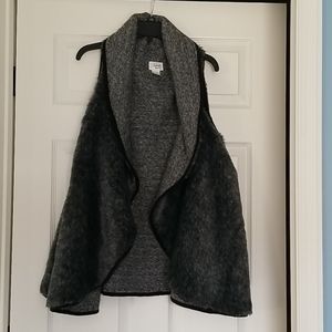 Gray faux fur open vest